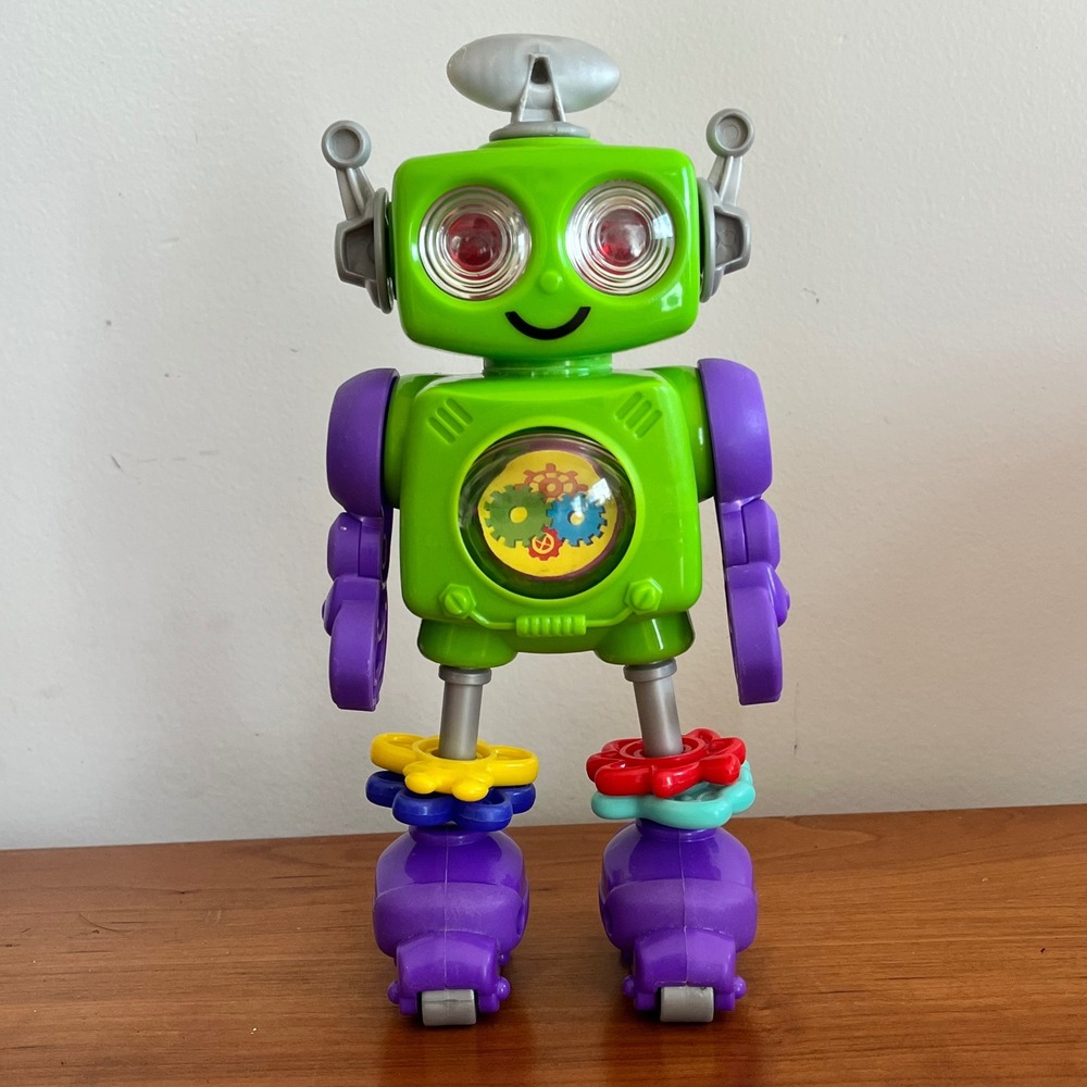 Playgo Toys Green Robot Figure with Rolling Feet‎ and Spinning Gears Toy
